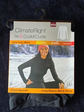 Cuddl Duds ClimateRight Long Sleeve Mock Neck Top - Black
